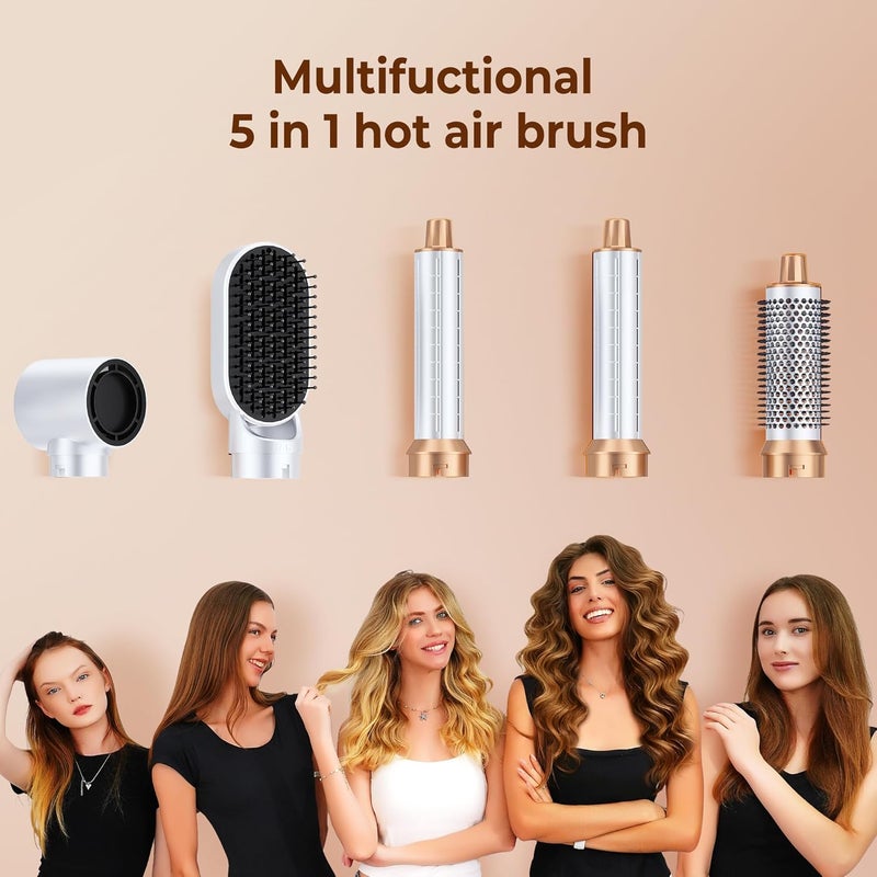 Yitrust 5 in 1 Blow Dryer Brush, Upgrade Hair Dryer Brush Air Curler Air Curling Wrap Styler, Detachable Hot Air Brush Negative Ion Curling Brush Iron, Hair Styling Tools for Drying Curling Straightening - Image 3
